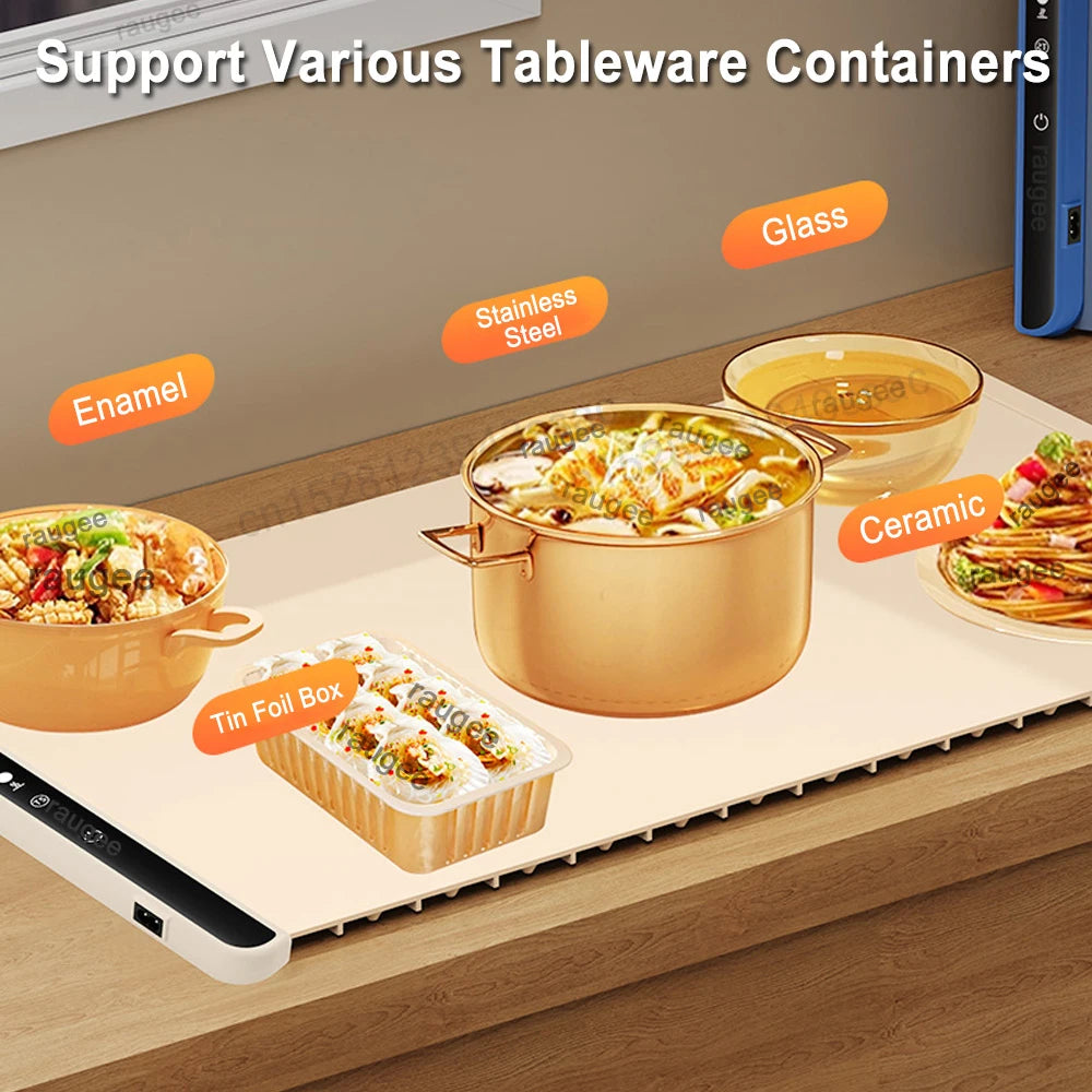 Electric Warming Tray Smart Food Warmer Mat Foldable Silicone Fast Heating Plate with 3 Tem Setting Electric Food Warming Tray