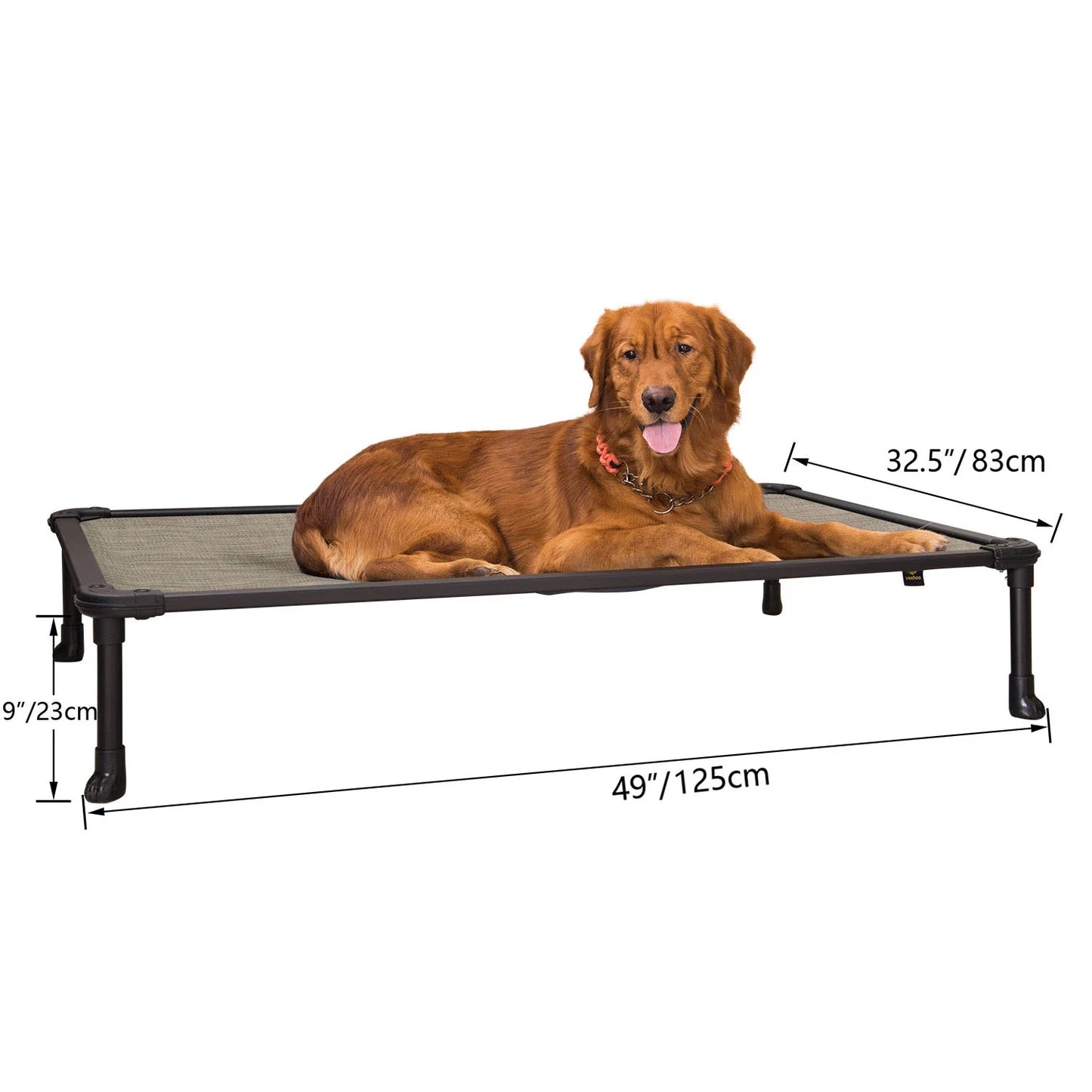 Chew Proof Dog Bed, Cooling Raised Pet Cot, Rustless Aluminum Frame, Beige Coffee, X Large